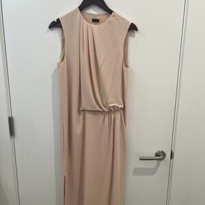 Joseph Cream Draped Sleeveless Midi Dress Size S Elegant Minimalist Designer